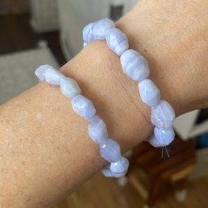 Genuine blue lace agate crystal stretch bracelets